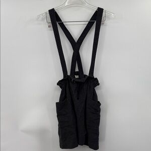 Zara Girl Charcoal Gray/Black Overall Suspender Skirt Size 13/14 Skirtall Jumper